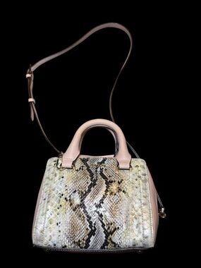 Calvin Klein Pink Snake-Print Top-Handle Shoulder Bag